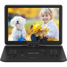 Load image into Gallery viewer, 16.9" Portable DVD Player with 14.1" Swivel HD Screen,with Control Remote, 5-Hour Built-in Rechargeable Battery,Car Charger & AC Adapter, Supports CD/DVD/SD Card/USB/Sync TV, Regions Free