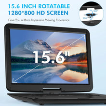 Load image into Gallery viewer, 17.9" Portable DVD Player with 15.6" Large HD Screen, 6 Hours Rechargeable Battery, Support FM Transmitter, Sync TV, USB, SD Card and Multiple Disc Formats, Dual Speaker, Remote Control, Region Free