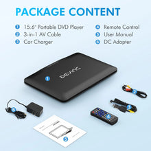 Load image into Gallery viewer, 17.9" Portable DVD Player with 15.6" Large HD Screen, 6 Hours Rechargeable Battery, Support FM Transmitter, Sync TV, USB, SD Card and Multiple Disc Formats, Dual Speaker, Remote Control, Region Free