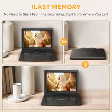 Load image into Gallery viewer, Portable DVD Player, TV DVD Player with 14.1&quot; Swivel HD Screen for Car and Kids, 5-6 Hours Working Time with Built-in Battery, Dual Stereo Speakers, Memory Card Reading, Support CD/DVD/SD Card/USB
